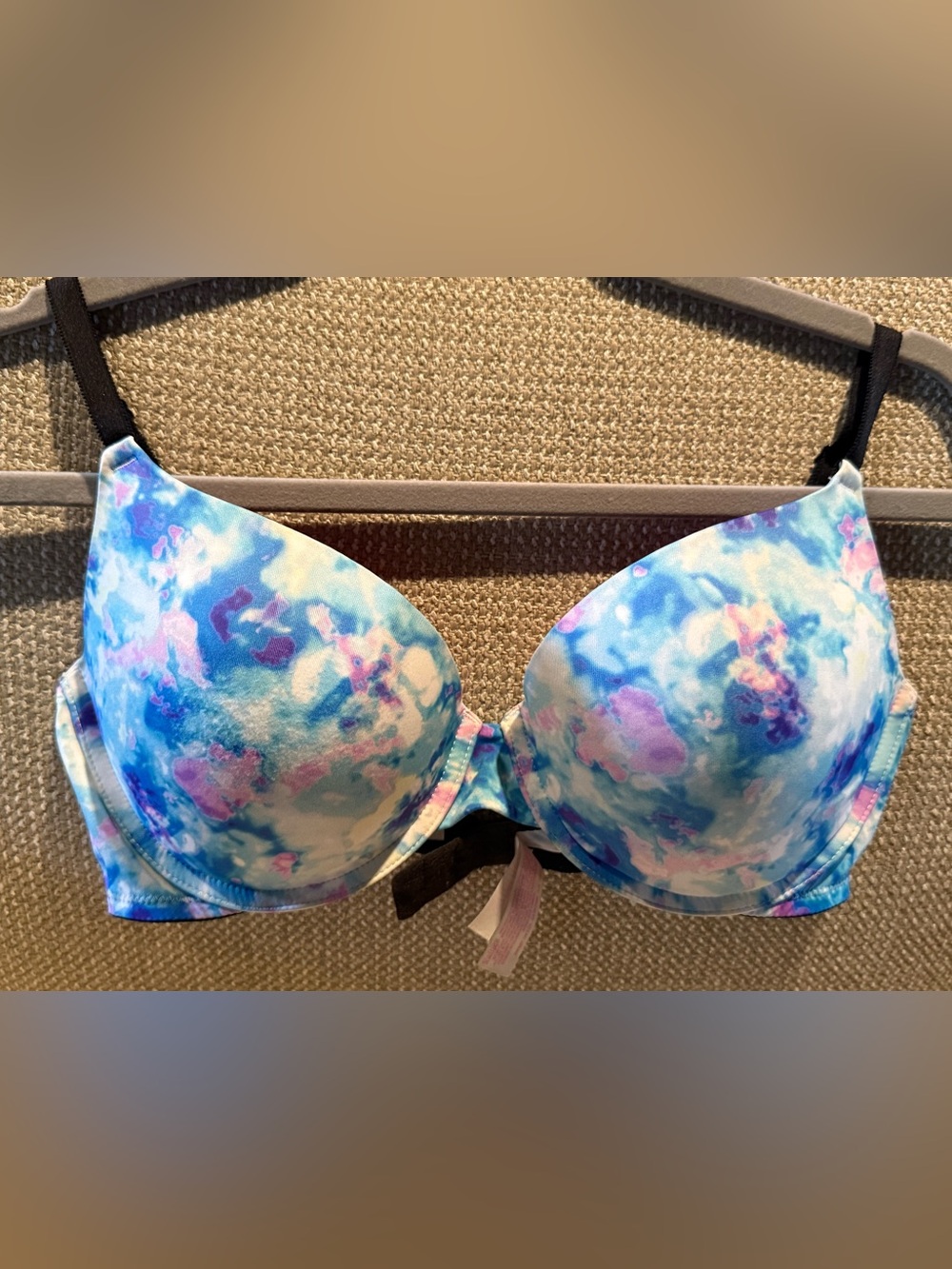 Victoria’s Secret Pigeonnant Sz 36D Women’s Blue & Pink Watercolor Push-Up Bra